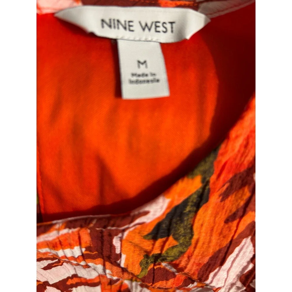 Nine West Tropical Print Sleeveless Maxi Dress Tiered Ruffle Size Medium - Picture 2 of 9